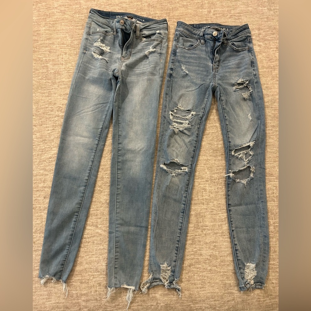 American Eagle Outfitters Skinny Jeans with Distressed Details- 2 pair lot- Sz00